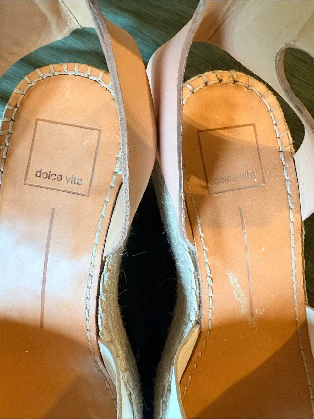 Dolce Vita White and Nude Espadrille Wedge Sandals